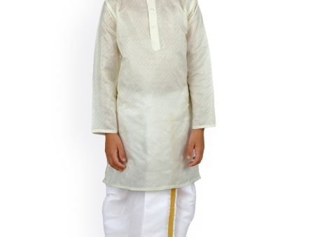 Sethukrishna Boys Cream & White Coloured Kurta with Dhoti Pants Cheap