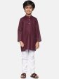 Sethukrishna Boys Burgundy Pure Cotton Kurta with Churidar Cheap