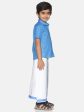 Sethukrishna Boys Blue & White Solid Shirt and Veshti Set Online