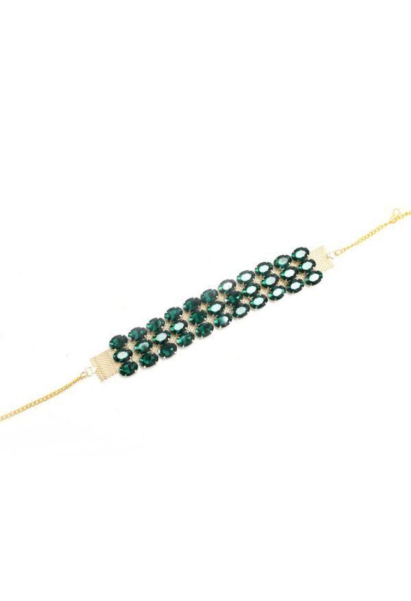 Mominos Fashion Johar Kamal Gold-Plated Finish Stone Choker For Women (Green) Online