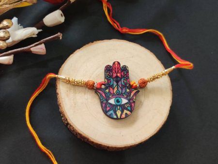 Bhai Please Hamsa Wooden Rakhi Hot on Sale