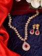 Saraf RS Jewellery Gold-Plated White & Red American Diamond Studded & Beaded Handcrafted Jewellery Set For Cheap