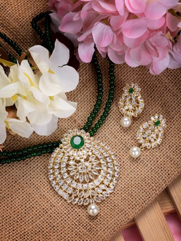 Saraf RS Jewellery GoldPlated Polki Studded With Beads Handcrafted Jewellery Set Online Hot Sale