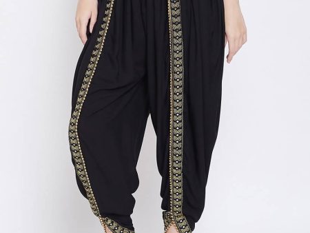 Indian Clothing Cheera Women’s Black Dhoti With Golden Lace For Cheap