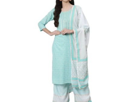 Anubhutee Women s Blue Kurta Palazzo with Dupatta Set Supply