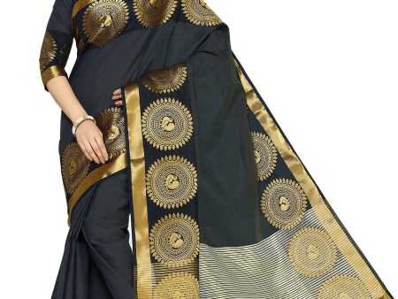 Mimosa Women s Banarasi Tussar Silk Black Saree Online