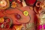 Nirmalaya Bhaiya Bhabhi Rakhi Set Yellow-Purple For Sale