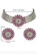 Mominos Fashion Johar Kamal Oxidised Silver-Plated Brass Finish Kundan Choker For Women (Pink) Online now