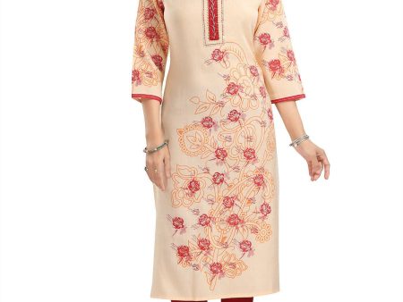 Snehal Creations Pleasing Peach Rayon Textured Print Long Kurta For Women Discount