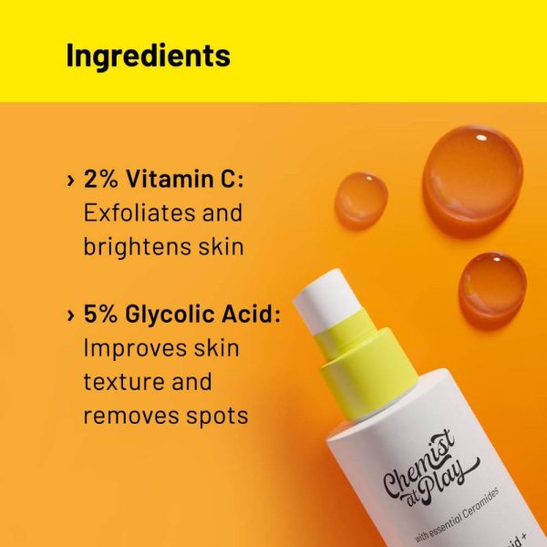 Chemist At Play Brightening Face Toner with Glycolic Acid + Vitamin C For Exfoliates & Brightens Skin Men & Women Discount