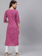 Jaipur Kurti Women Magenta Printed Straight Kurta With Embroidered Yoke Design Sale