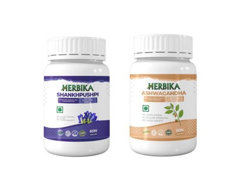 Herbika Ashwagandha + Shankhpushpi Capsules on Sale