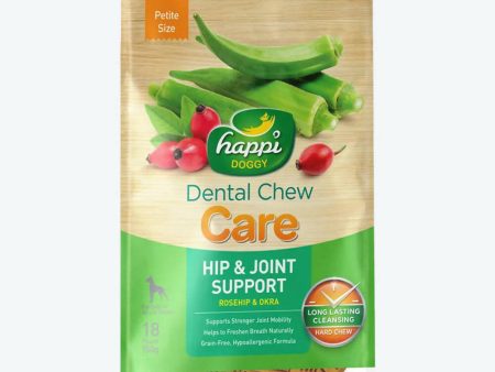 Happi Doggy Dental Chew Care Hip & Joint Support Rosehip & Okra Petite For Cheap