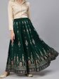 Jaipur Kurti Women Green & Peach-Colored Printed Flared Maxi Skirt For Discount