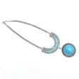 Mominos Fashion Johar Kamal Oxidised Silver-Plated Stone Work Long Necklace Handicraft Sky Blue on Sale