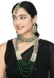 Mominos Fashion Johar Kamal Gold-Plated Rani Haar with Green and Off white Pearls Jewellery Set For Discount