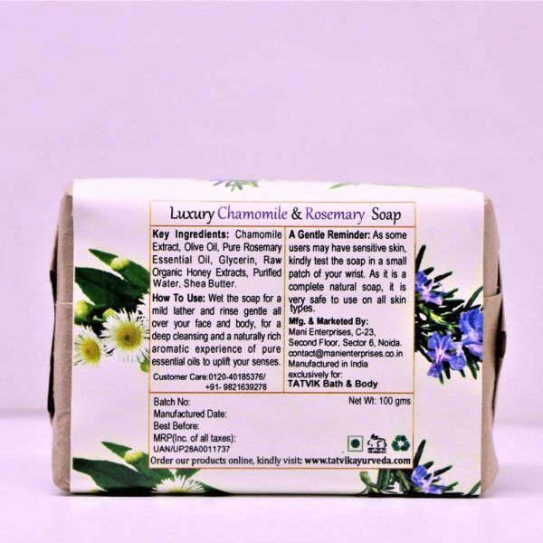 Tatvik Ayurveda Chamomile & Rosemary Luxury Handmade Soap on Sale