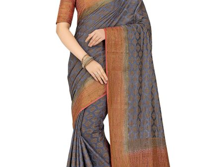 Mimosa Women s Patola Art Silk Grey Saree For Cheap