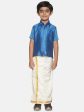 Sethukrishna Blue & White Shirt with Dhoti Set For Boys Fashion