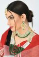 Mominos Fashion Johar Kamal Gold-Plated Rani Haar with Cream Green and Off white Pearls Jewellery Set For Discount