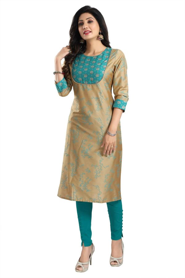 Snehal Creations Beige Cotton Silk Tunic for Women Sale