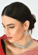 Mominos Fashion Johar Kamal Silver-Plated American Diamond White Choker Set Hot on Sale