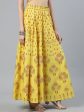 Jaipur Kurti Yellow & Red Printed Flared Women Maxi Skirt For Cheap