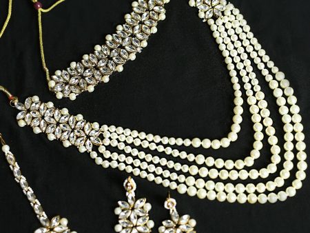 Mominos Fashion Johar Kamal Gold-Plated Rani Haar with White and Off white Pearls Jewellery Set Hot on Sale