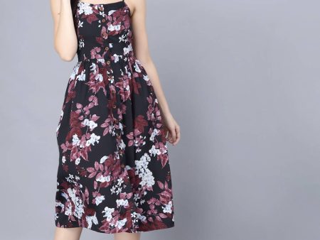 Myshka Multicoloured Floral Organic Cotton Crepe Midi Dress For Cheap