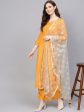 Jaipur Kurti Women Mustard Yellow & Grey Yoke Design Kurta with Palazzos & Dupatta Supply