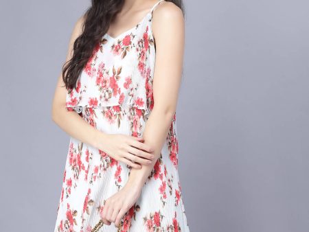 Myshka White Red Floral Layered Midi Dress Online Hot Sale