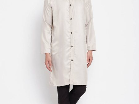 Even Apparels Beige Rayon Men s Sherwani Kurta With Open Front Discount