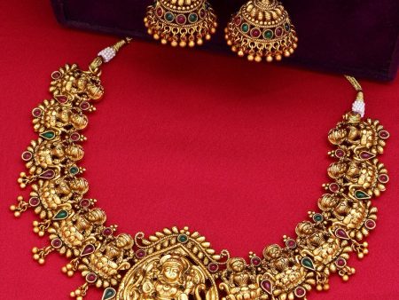 Aadita Women Gold-Toned & Plated Temple Choker Jewellery Set Cheap