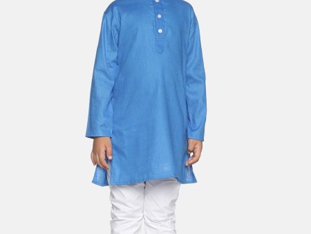 Sethukrishna Boys Blue Pure Cotton Kurta with Pyjamas For Discount