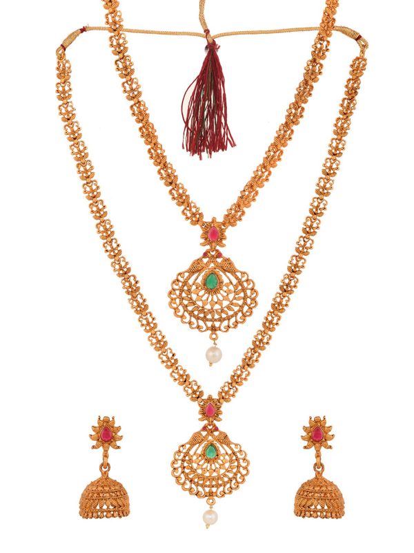 Saraf RS Jewellery Gold Plated South Indian Imitation Bridal Temple Jewellery Set Cheap