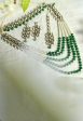 Mominos Fashion Johar Kamal Gold-Plated Rani Haar with Green and Off white Pearls Jewellery Set For Discount