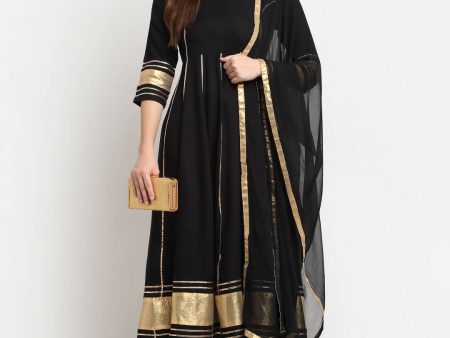 Rudra Bazaar Black Anarkali Kurti & Pyjamas With Duppata Fashion