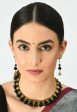 Mominos Fashion Johar Kamal Gold-Plated Brass Finish Pearls Work Choker For Women (Black) Fashion