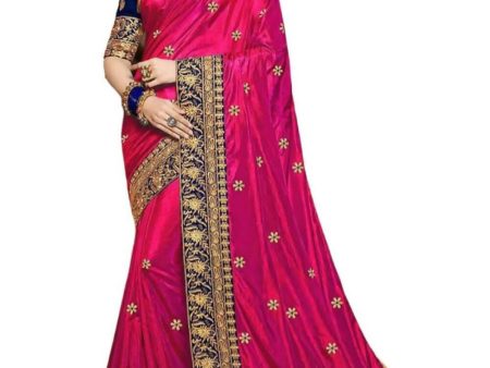 Vamika Pink Embroidery Sana Silk Saree Online now