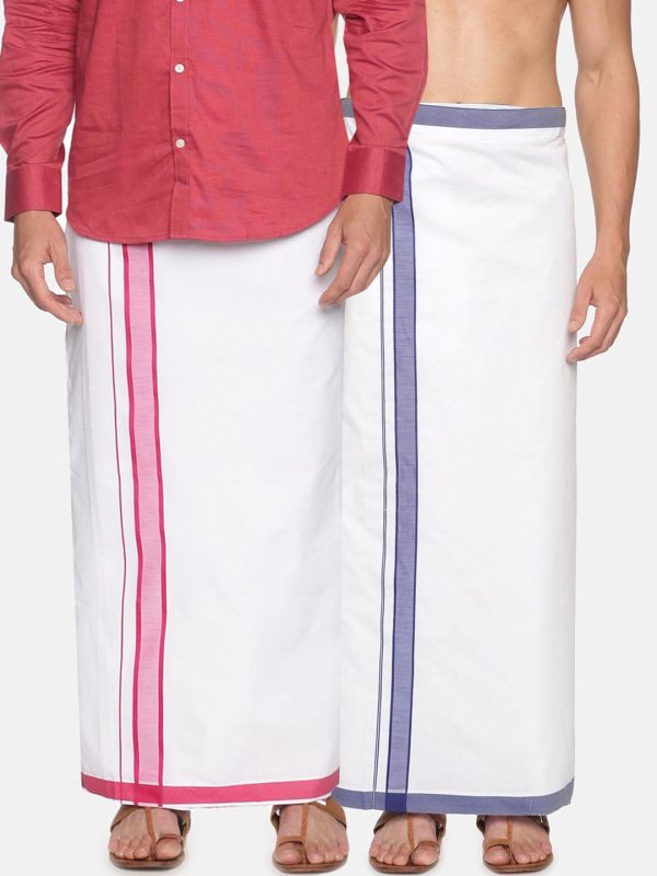 Sethukrishna Men Pack Of 2 Solid Cotton Dhotis Online now