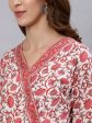 Jaipur Kurti Women White Floral Printed Angrakha Kurta Fashion