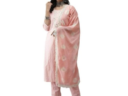 Anubhutee Women s Cotton Yoke Design Regular Gotta Patti Pink Kurta Set Cheap