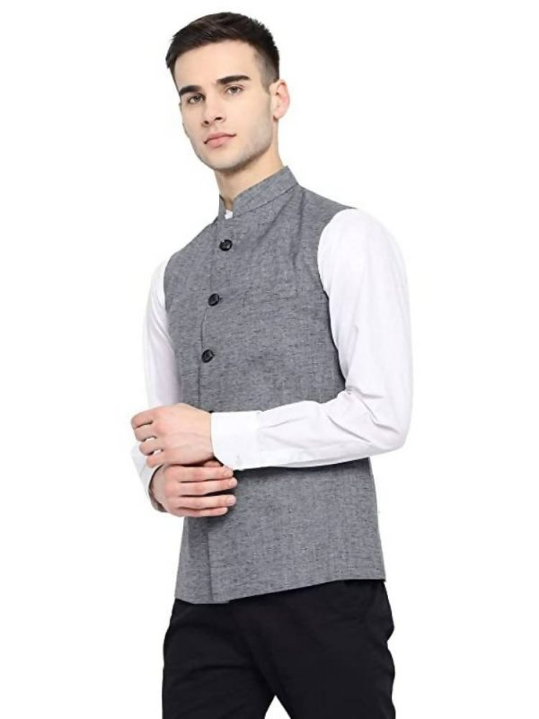 Vastraa Fusion Men s Assorted Dots Blended Festive Nehru Jacket For Sale