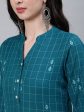 Jaipur Kurti Women Teal Checked Kurta Cheap