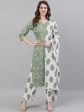 Jaipur Kurti Women Green & Off-White Printed Kurta with Trousers & Dupatta Online Hot Sale