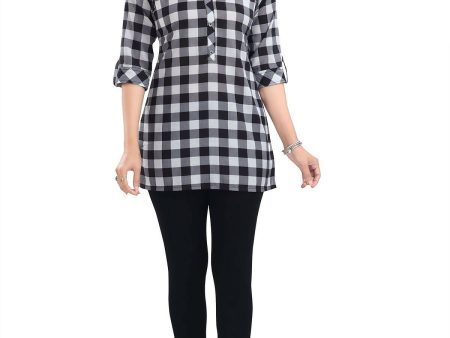 Snehal Creations Rayon Black White Checks Short All Over Print Fashion