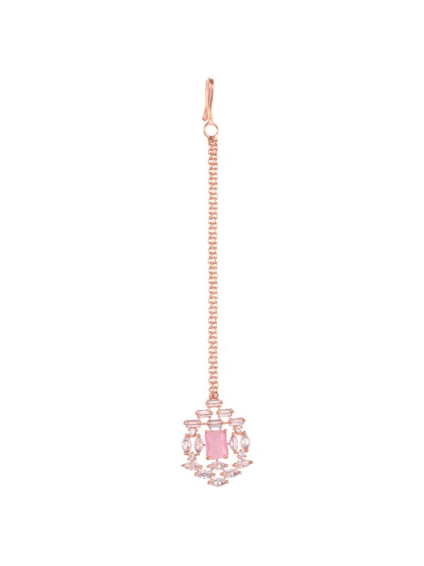 Saraf RS Jewellery Rose Gold-Plated & Pink AD Studded Handcrafted Jewellery Set on Sale