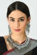 Mominos Fashion Johar Kamal Oxidised Silver-Plated Brass Finish Kundan Necklace For Women (Silver) Online now