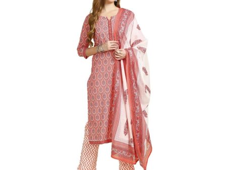 Anubhutee Women s Rayon Regular Printed Pink Kurta Set Fashion