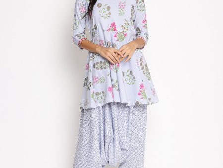 Ahalyaa Beautiful Crepe Printed Top With Harem Pant For Sale